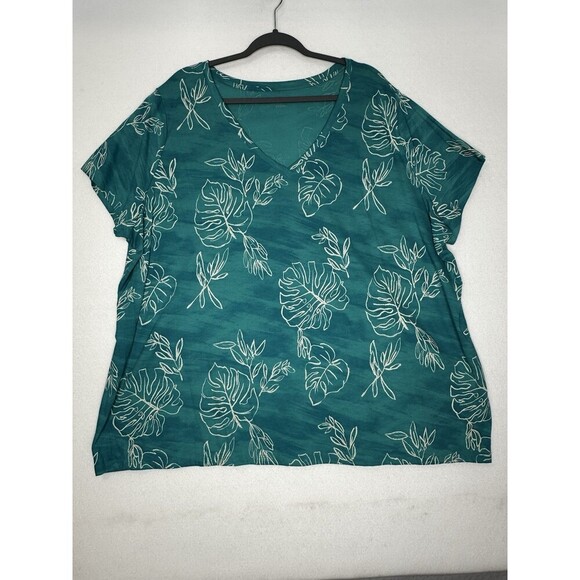 Ava & Viv Tops - Ava & Viv Women's Tee Shirt Turquoise Palm Print 4X NWOT